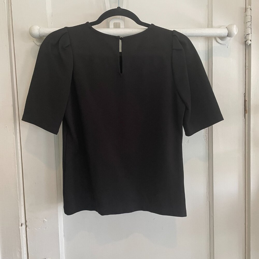 J.Crew Puff-Sleeve Ponte Top | Black| X-Small | NWOT - Picture 2 of 6